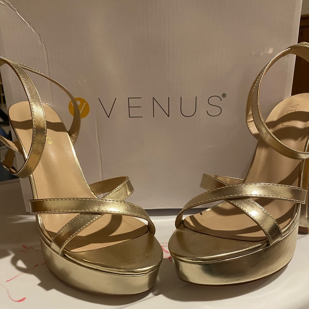 Gold platform heels